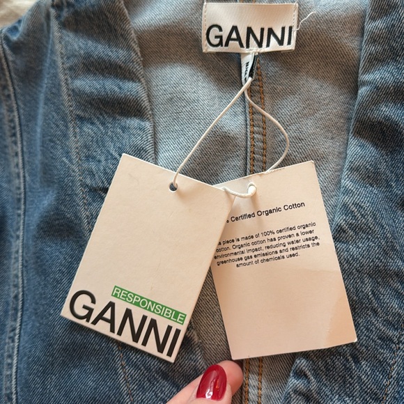 GANNI Future Button Front Organic Cotton Blend Denim Maxi Dress - Picture 10 of 11